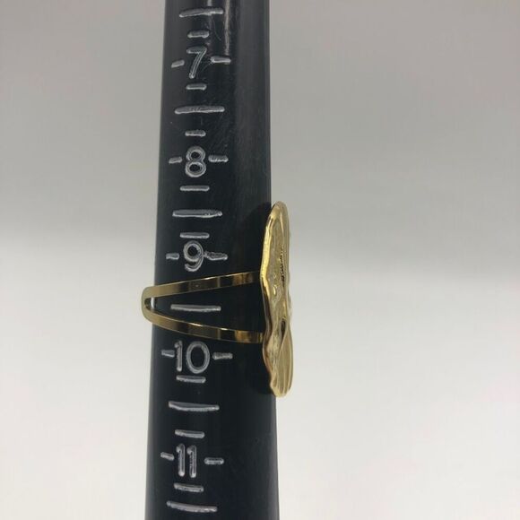 18K Gold Plated Womens Open Back Ring Textured Modern Fashion Jewelry Waterproof - Picture 7 of 9